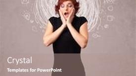  Presentation with doodle - Slides enhanced with pretty young girl with abstract circular doodle lines and icons background and a coral colored foreground