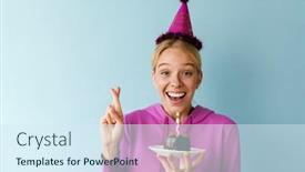  Presentation with pastel pink - PPT layouts enhanced with pretty-young-happy-woman-wearing background and a sky blue colored foreground