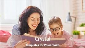  Presentation with family reading - Slide deck enhanced with pretty young mother reading background and a coral colored foreground