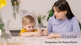  Presentation with crayons - Slide deck featuring pretty-young-mother background and a lemonade colored foreground