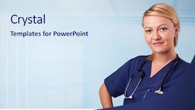  Presentation with icu nurse hospital patients - Slide deck with pretty young nurse in hospital background and a sky blue colored foreground