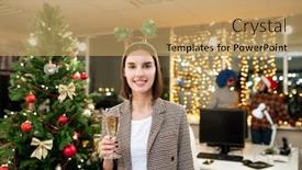  Presentation with flute - Slide deck consisting of pretty-young-office-manager background and a coral colored foreground