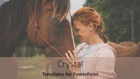  Presentation with horse - PPT layouts consisting of pretty-young-redhead-woman background and a coral colored foreground