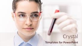  Presentation with female - Audience pleasing presentation design consisting of pretty-young-serious-female backdrop and a lemonade colored foreground