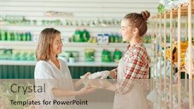 Presentation with fertilizer - PPT layouts consisting of pretty-young-smiling-female-worker background and a coral colored foreground