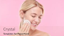  Presentation with cotton - PPT theme featuring pretty-young-smiling-female background and a lemonade colored foreground