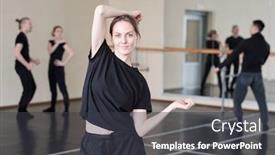  Presentation with ballet - Audience pleasing slides consisting of pretty-young-student-of-modern backdrop and a dark gray colored foreground