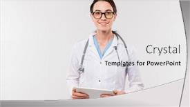  Presentation with isolation - Colorful PPT theme enhanced with pretty-young-successful-clinician backdrop and a white colored foreground