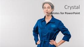  Presentation with successful - Amazing presentation theme having pretty-young-successful-female-engineer backdrop and a light gray colored foreground