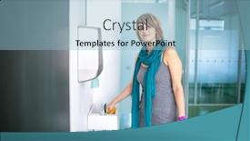  Presentation with math teacher - PPT theme featuring pretty-young-teacher-writing background and a light blue colored foreground