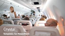  Presentation with airplane - Colorful theme enhanced with pretty-young-woman-aboard backdrop and a coral colored foreground