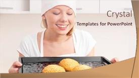  Presentation with lactation young woman breastfeeding - Amazing PPT layouts having pretty young woman baking bread in the kitchen at home backdrop and a lemonade colored foreground