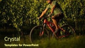 Presentation with active lifestyle - Theme featuring pretty-young-woman-biking background and a wine colored foreground