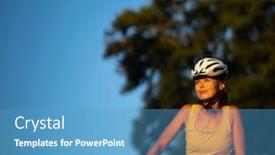  Presentation with active lifestyle - Audience pleasing PPT layouts consisting of pretty-young-woman-biking backdrop and a teal colored foreground