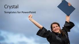  Presentation with young woman diagnosis of sti - Audience pleasing PPT layouts consisting of pretty young woman celebrating joyfully backdrop and a  colored foreground