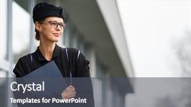  Presentation with happy image - Presentation design having pretty young woman celebrating joyfully background and a dark gray colored foreground