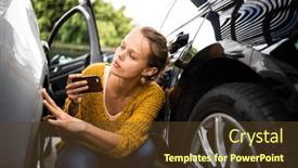  Presentation with liability insurance - Theme featuring pretty-young-woman-checking background and a tawny brown colored foreground