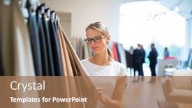  Presentation with modern color - Presentation theme consisting of pretty-young-woman-choosing background and a coral colored foreground