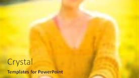  Presentation with fruit - Colorful presentation design enhanced with pretty-young-woman-collecting-rosehip backdrop and a gold colored foreground