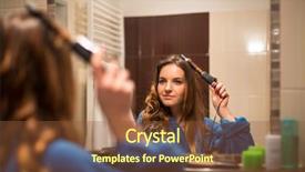  Presentation with curling - Slide deck consisting of pretty young woman curling her background and a tawny brown colored foreground