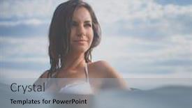  Presentation with mattress - Slide set featuring pretty-young-woman-enjoying background and a light gray colored foreground