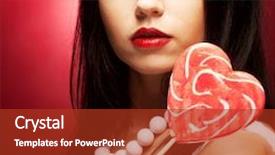  Presentation with lolly - Slide deck with pretty young woman holding lolly pop over red background background and a red colored foreground