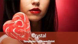  Presentation with lolly - Amazing PPT theme having pretty young woman holding lolly pop over red background backdrop and a tawny brown colored foreground