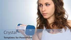  Presentation with lifting weights - Beautiful PPT theme featuring pretty young woman lifting weights as a fitness exercise backdrop and a light blue colored foreground
