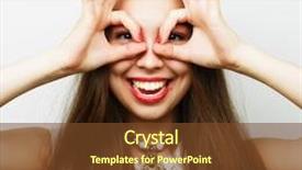  Presentation with binocular - Presentation design with pretty young woman looking for something with wide open eyes and imaginary binocular background and a tawny brown colored foreground