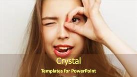  Presentation with binocular - Theme with pretty young woman looking for something with wide open eyes and imaginary binocular background and a tawny brown colored foreground