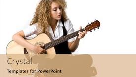  Presentation with acoustic - Slide deck featuring playing acoustic guitar on white background and a coral colored foreground