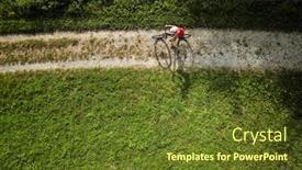  Presentation with mountain bike - Presentation theme with pretty-young-woman-riding background and a tawny brown colored foreground