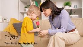  Presentation with flower woman - Amazing slide deck having pretty-young-woman-showing-red backdrop and a coral colored foreground