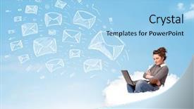  Presentation with cloud - Cool new presentation theme with pretty-young-woman-sitting backdrop and a  colored foreground