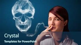  Presentation with toxic - PPT layouts enhanced with pretty young woman smoking dangerous background and a ocean colored foreground