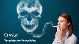  Presentation with cigarette - Colorful PPT theme enhanced with pretty young woman smoking dangerous backdrop and a ocean colored foreground