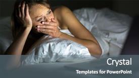  Presentation with woman sad - Beautiful slide deck featuring pretty young woman watching something backdrop and a gray colored foreground