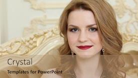  Presentation with baroque - Audience pleasing presentation consisting of pretty young woman with curly hair and earrings poses in baroque studio backdrop and a coral colored foreground