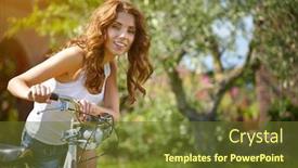  Presentation with road bike - Slides consisting of pretty-young-woman-with-old background and a tawny brown colored foreground