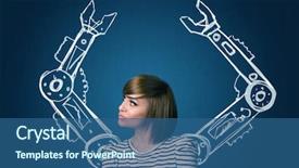  Presentation with robotic - Colorful slide deck enhanced with pretty young woman with robotic backdrop and a  colored foreground