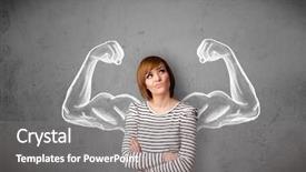  Presentation with strong black woman - Cool new slides with pretty young woman with sketched backdrop and a gray colored foreground