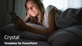  Presentation with mobile phone addiction - Slides with pretty-young-woman background and a dark gray colored foreground