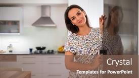  Presentation with modern color - Audience pleasing slides consisting of pretty-young-woman backdrop and a violet colored foreground