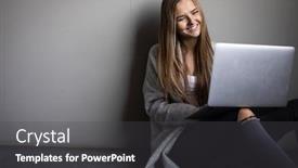  Presentation with exam - Presentation theme consisting of pretty-young-woman background and a dark gray colored foreground