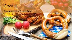  Presentation with oktoberfest menu - Beautiful slide set featuring pretzels and beer oktoberfest backdrop and a gold colored foreground