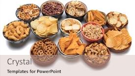  Presentation with salty - Cool new slide set with crackers and other salty snack backdrop and a coral colored foreground