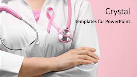  Presentation with pink ribbon breast awareness - Slide set having prevent day - doctor with pink ribbon background and a lemonade colored foreground