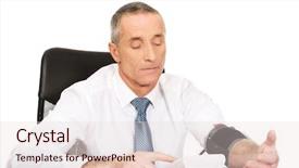  Presentation with measuring blood pressure in haitian - Slide set enhanced with preventative health - mature businessman measuring blood pressure background and a  colored foreground