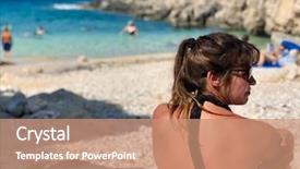  Presentation with tan - Presentation with preventing burn - brunette woman applying sun tan background and a coral colored foreground