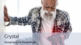  Presentation with heart attack - PPT theme consisting of preventing burn - heart attack concept senior man background and a light blue colored foreground